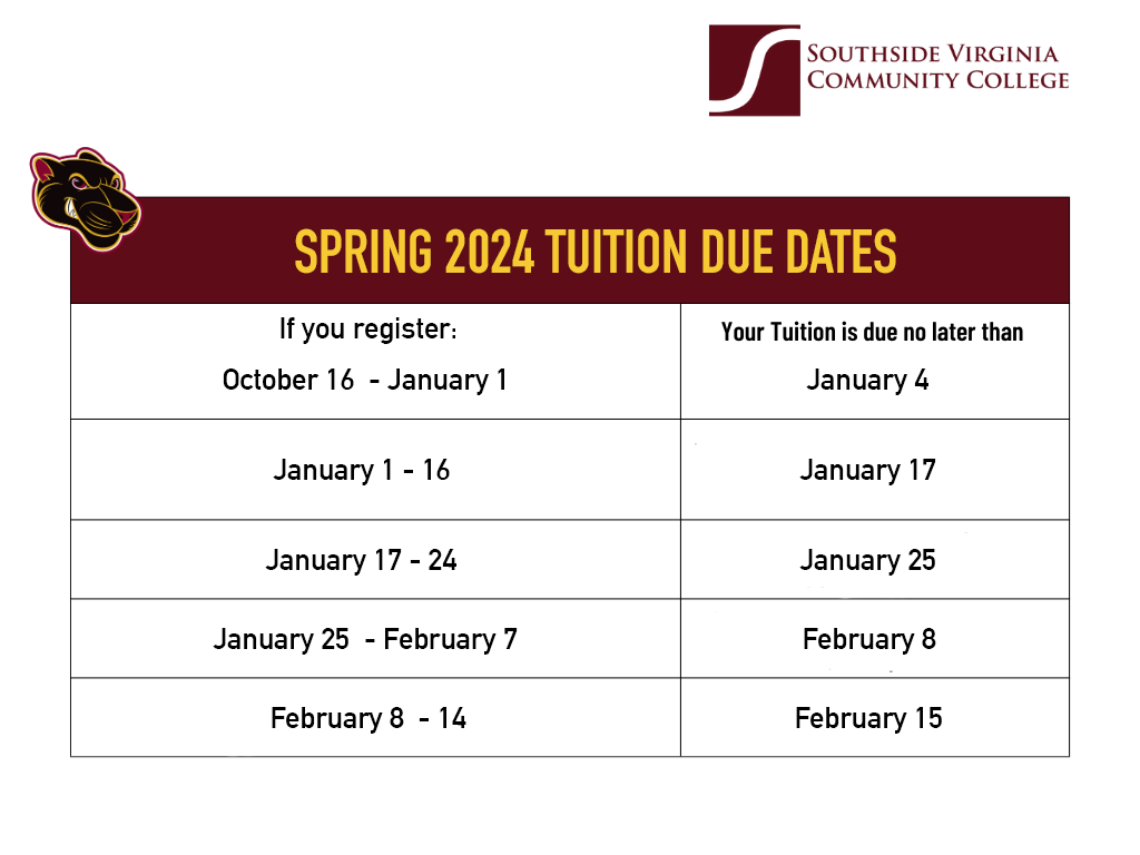 Spring 2024 Tuition Dates